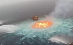 【衝撃】海底ガスパイプラインが爆発し海で大規模火災。想像を絶する映像が話題に