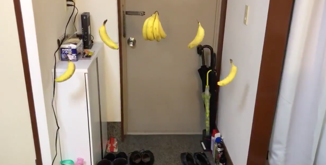 【再現】バナナを玄関に ”吊るしてみたら” ドンキーコングのステージになった！