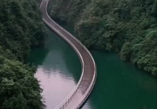 【すごい】水面に浮く橋？！車が通ると広がる波紋が綺麗