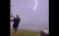 【衝撃動画】ゴルフボールに雷が落ちた瞬間！！怖すぎる！！！！