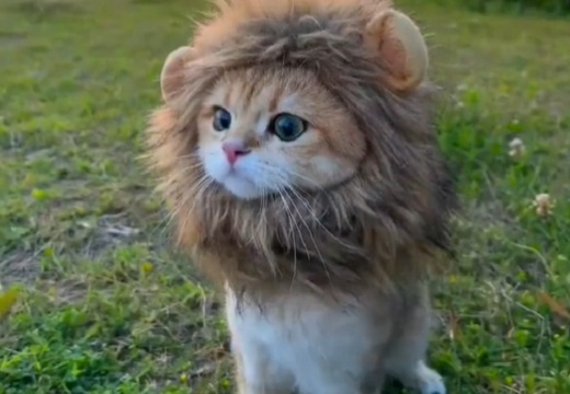 【ｗ】ライオンになりきってる子猫！これは百獣の王！