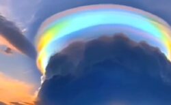 【動画】珍しい雲に太陽光線が当たって虹色に光る神々しい光景、凄すぎて絶句