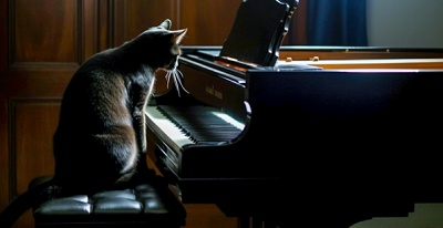 【笑】有名作曲家さんちの猫、鍵盤の上でかまってアピール